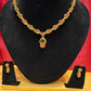 Fascinating Pink Color Stone Studded Gold Plated Necklace And Earrings Set