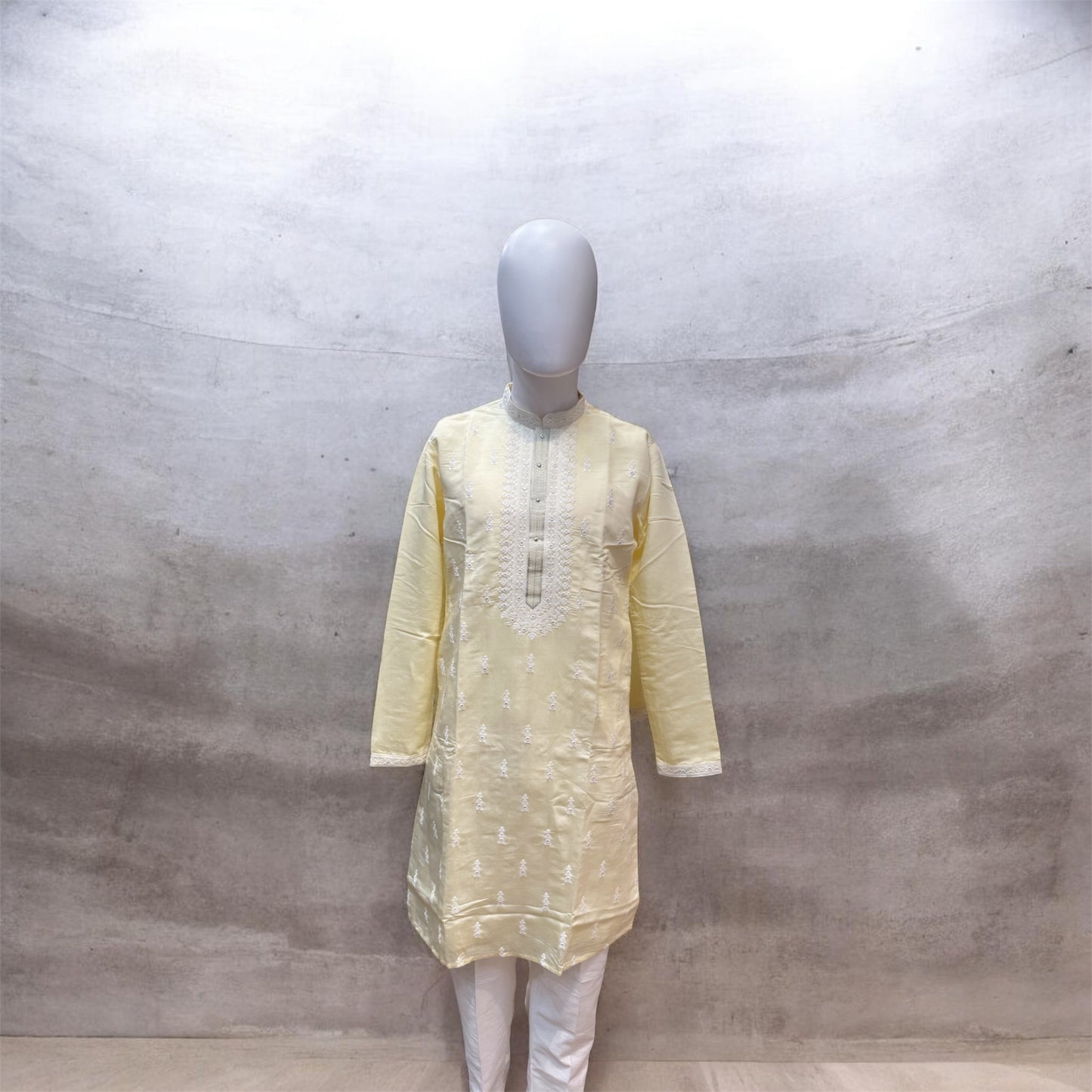 Elegant Yellow Color Soft Silk With Embroidery Work Kurta Suits For Men