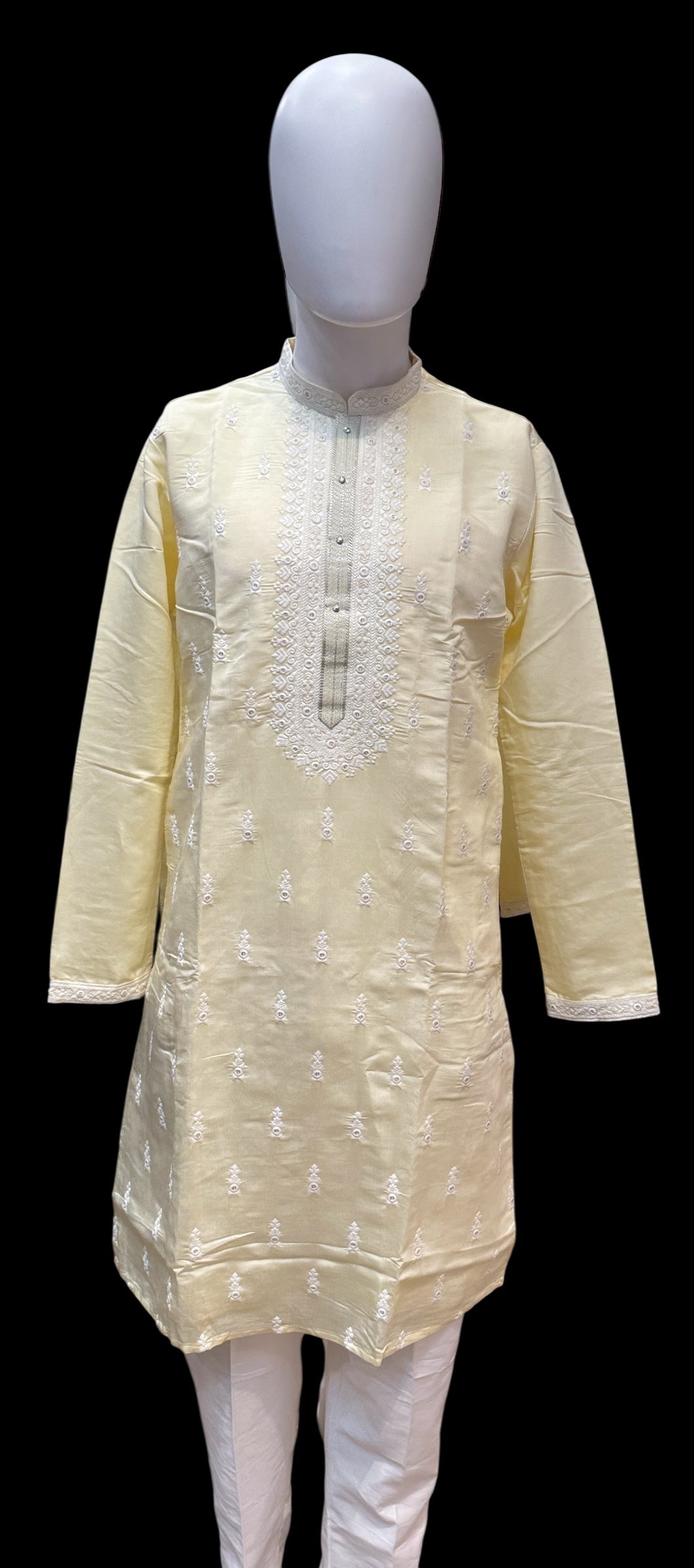 Elegant Yellow Color Soft Silk With Embroidery Work Kurta Suits For Men