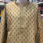 Elegant Gold Color Zari Brocade With Linning Embroidery Work Kurta Pajama Pant For Men