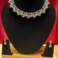 Alluring Pink And White Stone American Diamond Necklace With Earrings Set