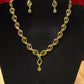 Dazzling Gold Plated Green Color Stone Necklace With Earrings In USA