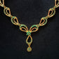 Dazzling Gold Plated Green Color Stone Necklace With Earrings Near Me