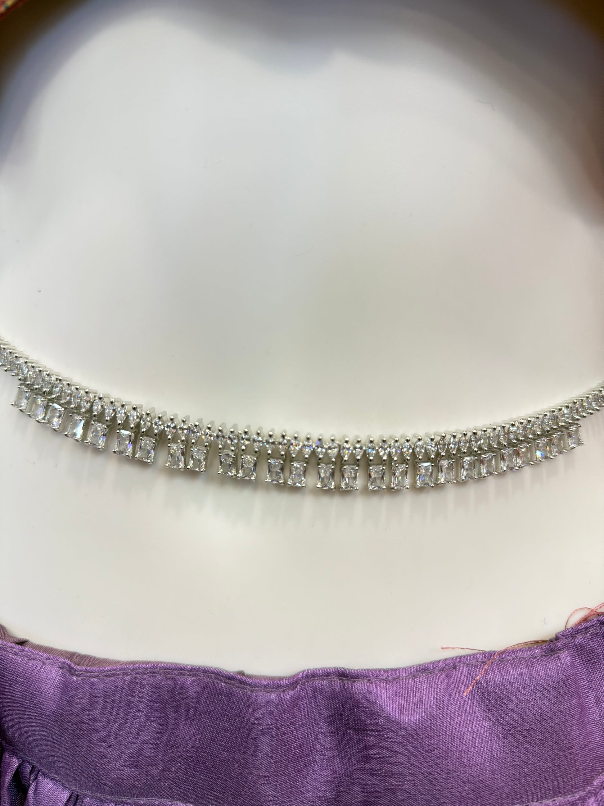 Ravishing White Stone Worked American Diamond Hip Chain