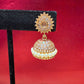 Dazzling Gold Plated Design Jhumka With White Stone With Pearls Designed Near Me