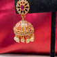 Stunning Gold Plated Design Jhumka With White Stone With Pearls Beaded Designed Near Me
