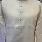 Stunning Cream Color Cotton With Self Design Kurta Suits For Men