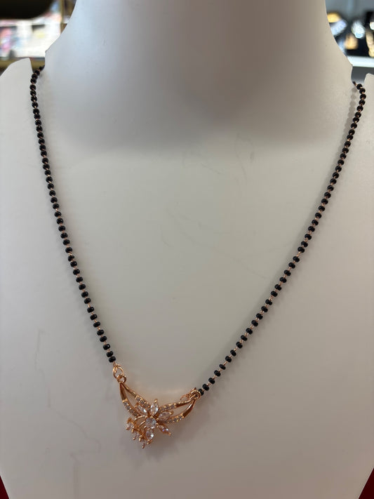 Alluring White Color Rose Gold Mangalsutra Necklace For Women