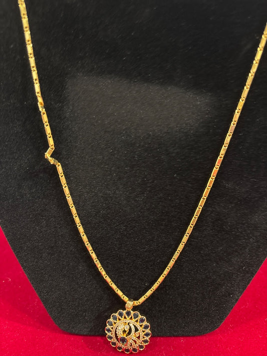 Glorious Gold Plated Necklace With Purple And White Stones For Women