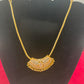 Stunning Gold Plated Crescent Pendant Necklace With Clear CZ Stones