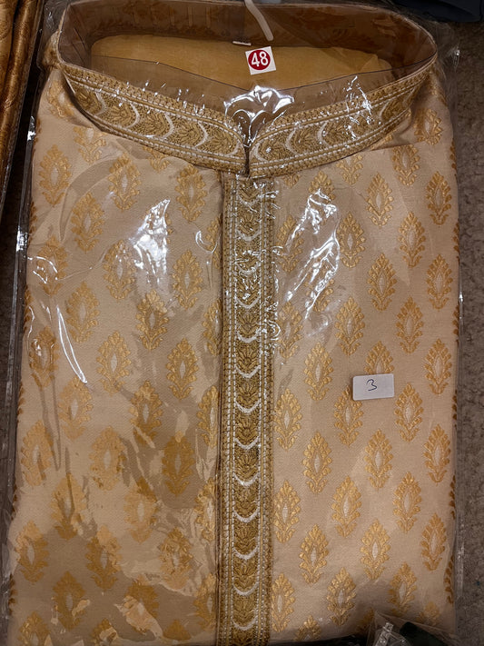 Cream and Gold color Zari Brocade with Linning Embroidery work Pajama Pant for Men