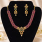 Attractive Gold Plated Pink & Green Stones  Necklace set