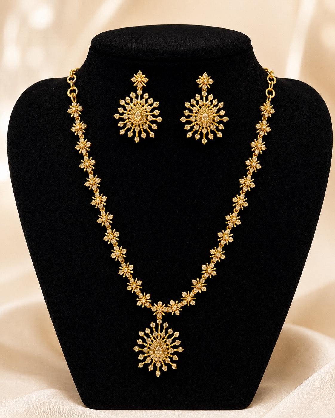 Attractive Gold Plated white  Stones  Necklace set