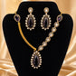 Stunning   Dark Purple American Diamond Gold Plated Necklace With Earrings