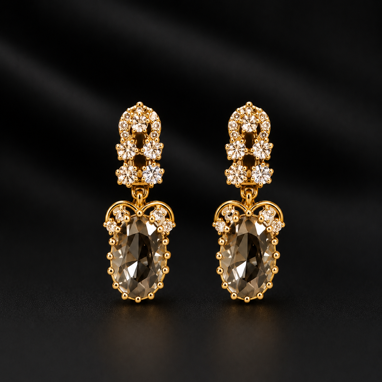 Gorgeous Gold plated Crystal Clear Stone Necklace set