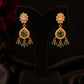 Gold-Plated Green Stone Necklace Set with Matching Earrings