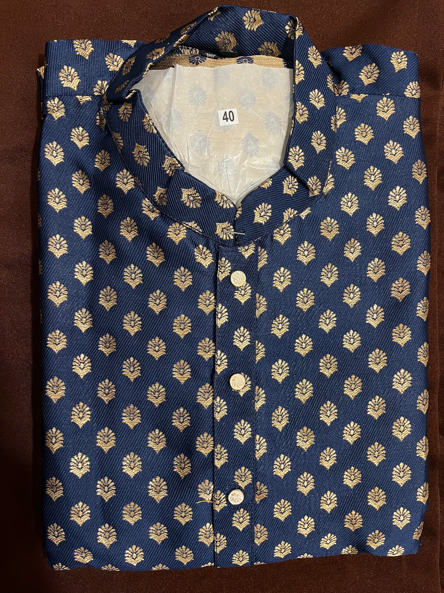 Attractive Blue Color Men’s Jacquard Banarasi Brocade Kurta Suits