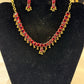 Dazzling gold plated Red color Ruby necklace with Earrings for Women