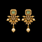 Beautiful Gold Plated Light Green Stone Earrings with Pearl Drops Necklace Set