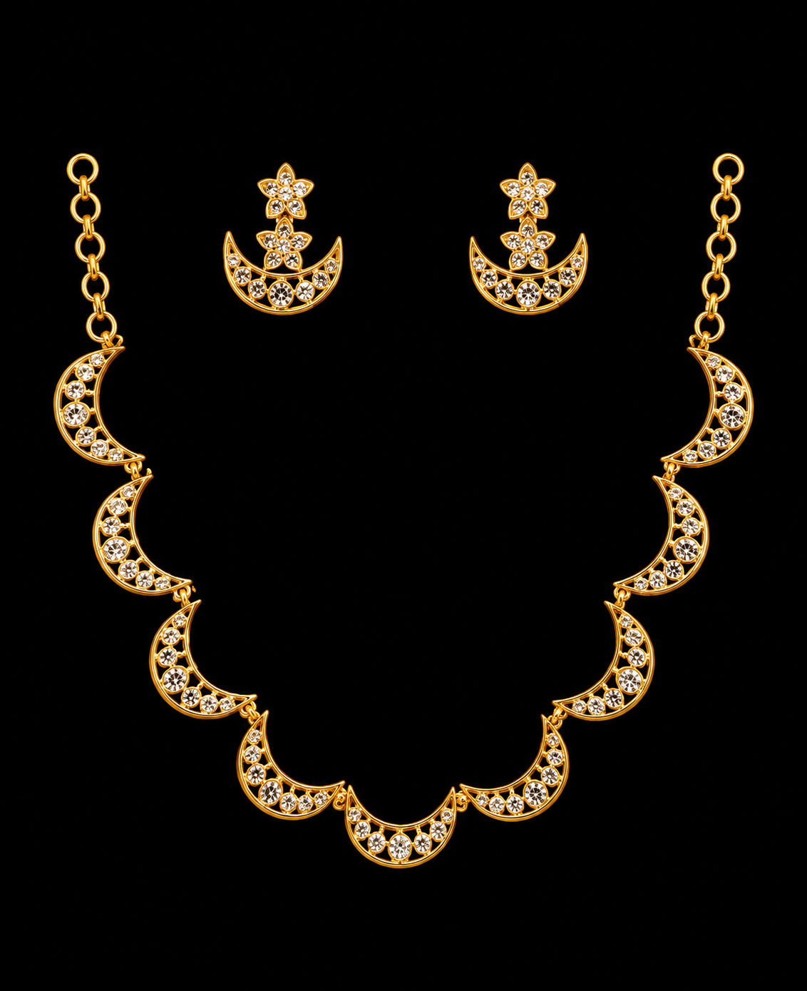 Gold Plated Scalloped Stone Necklace