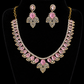 Premium Blush Pink American Diamond Necklace Set with matching earrings.