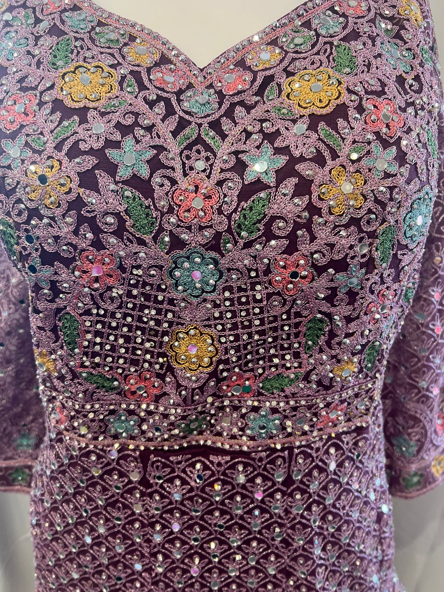 Elegant Purple Color Georgette With Embroidery And Sequins  Work Anarkali Gown