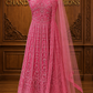 Exquisite Pink Color Anarkali Gown With Sequins And Embroidery Work For Women