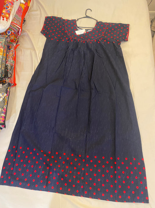 Comfy Blue And Red Boat Neck Nighty In Douglas