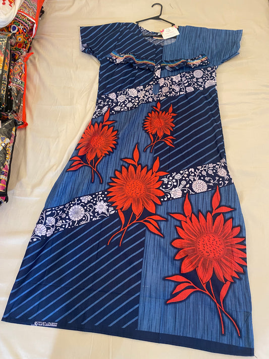 Comfy Blue with Red Flower Nighty In Mesa