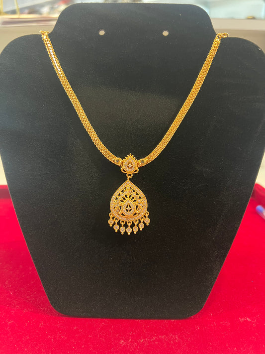Alluring White Stones Gold Plated Necklace For Women