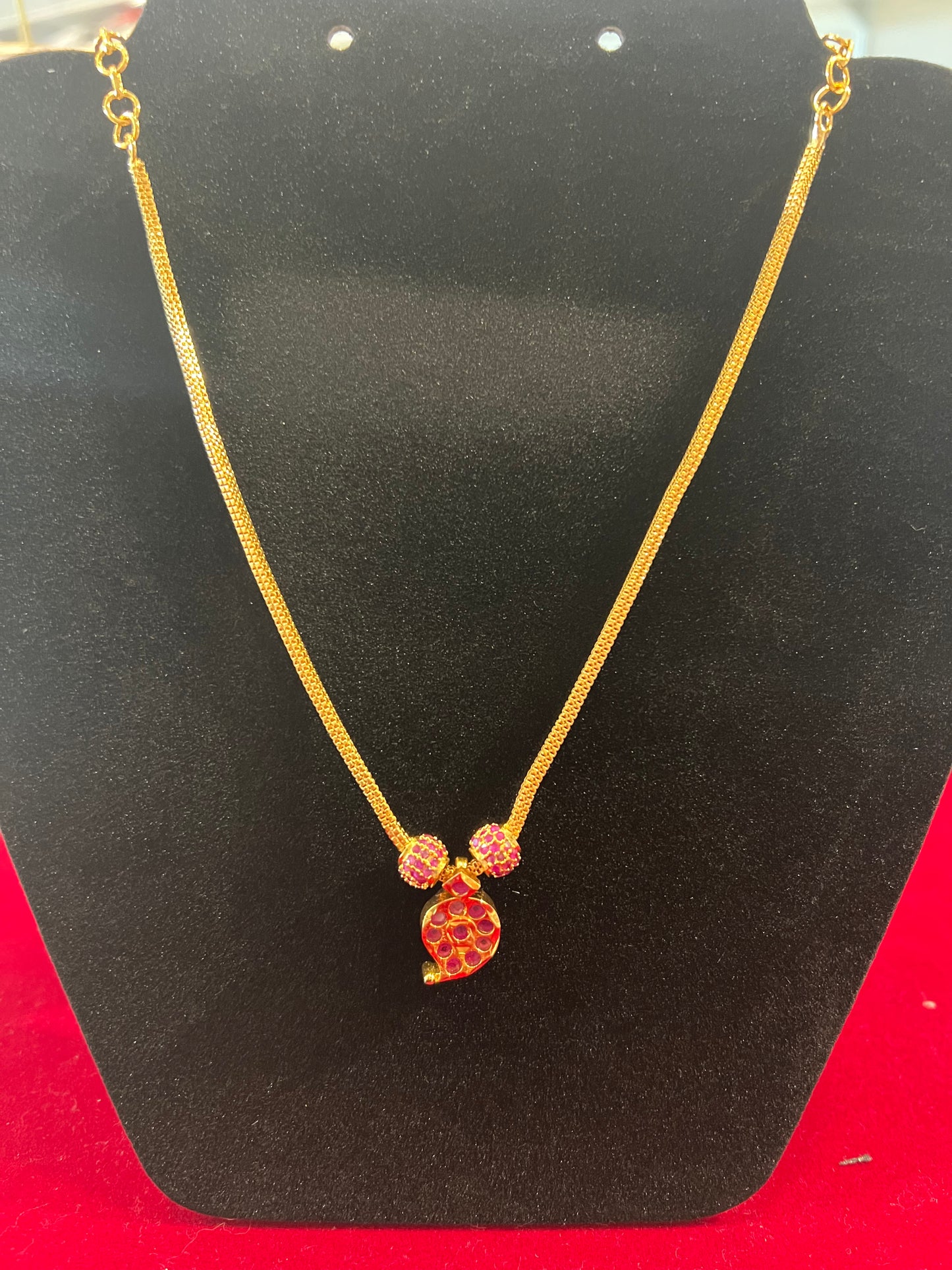 Beautiful Red Stones Gold Plated Necklace For Women