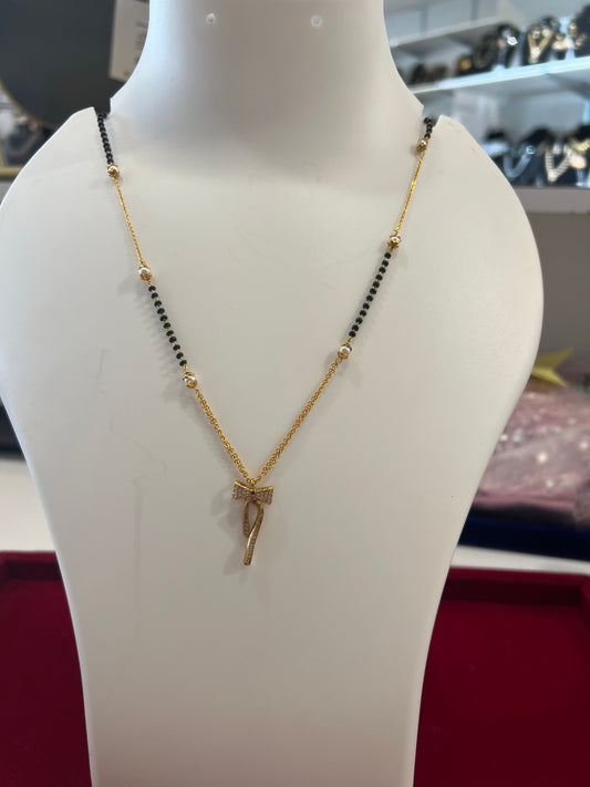 Beautiful Gold Chain With Black beads For Women