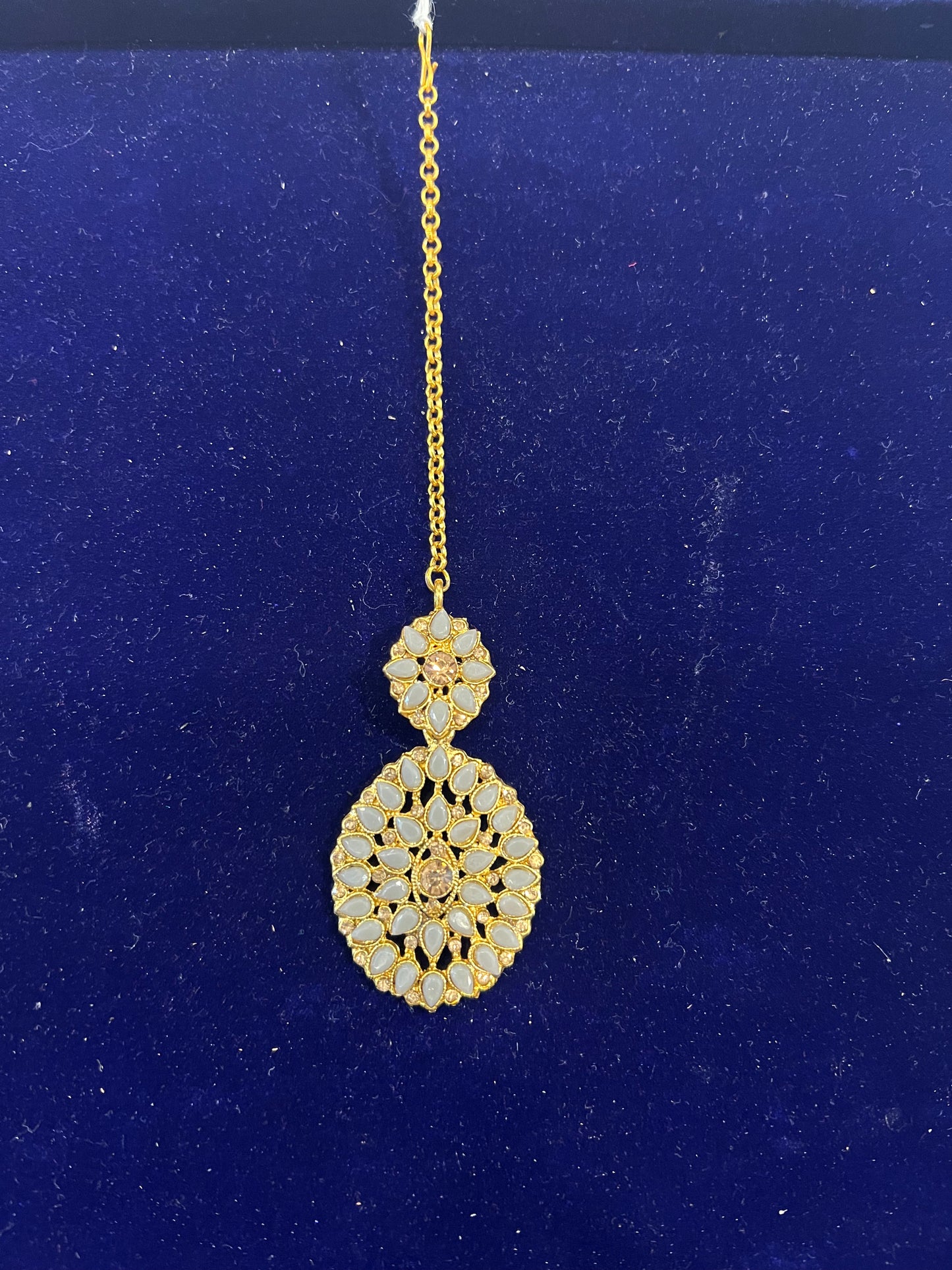 eautiful Party Wear Grey Color Stone Maang Tikka For Women