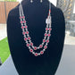 Lovely Two Layered American Diamonds Necklace And Earrings with Red Stones