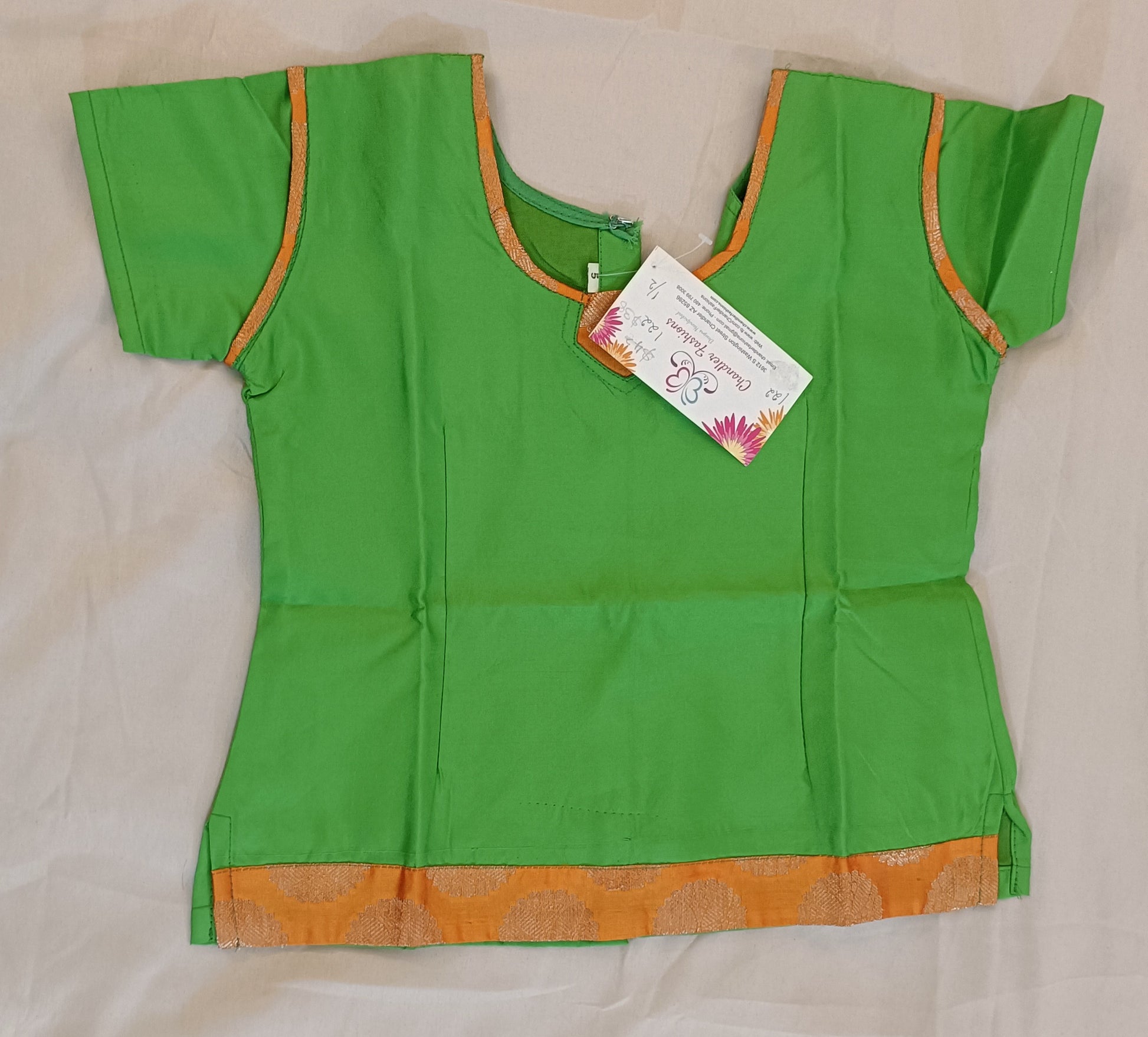 Beautiful Green Color Silk Langa Set For Kids In USA