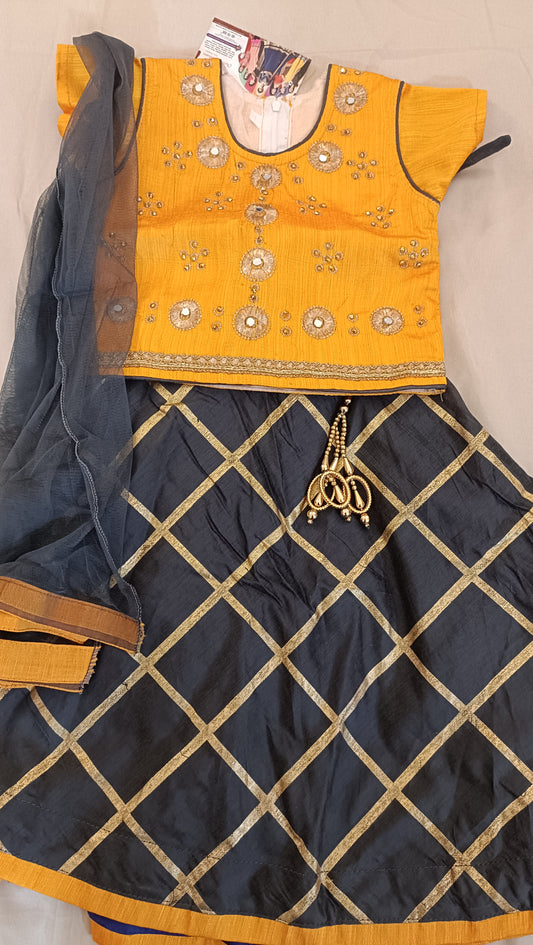 Beautiful Yellow And Black Choli With Embroidery Work For Children
