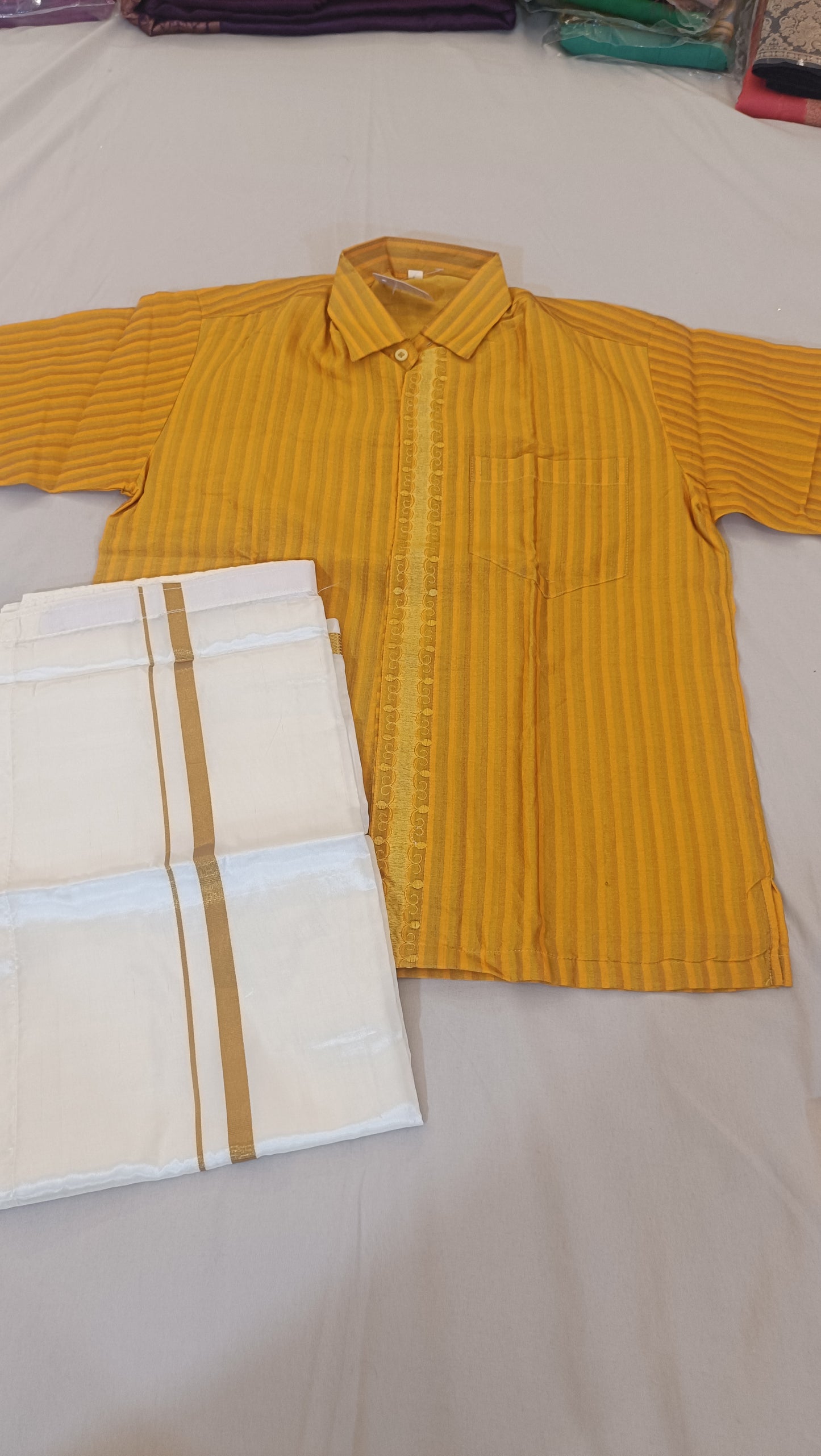 Alluring Yellow Color Festival Wear Kids Dhoti Set In USA
