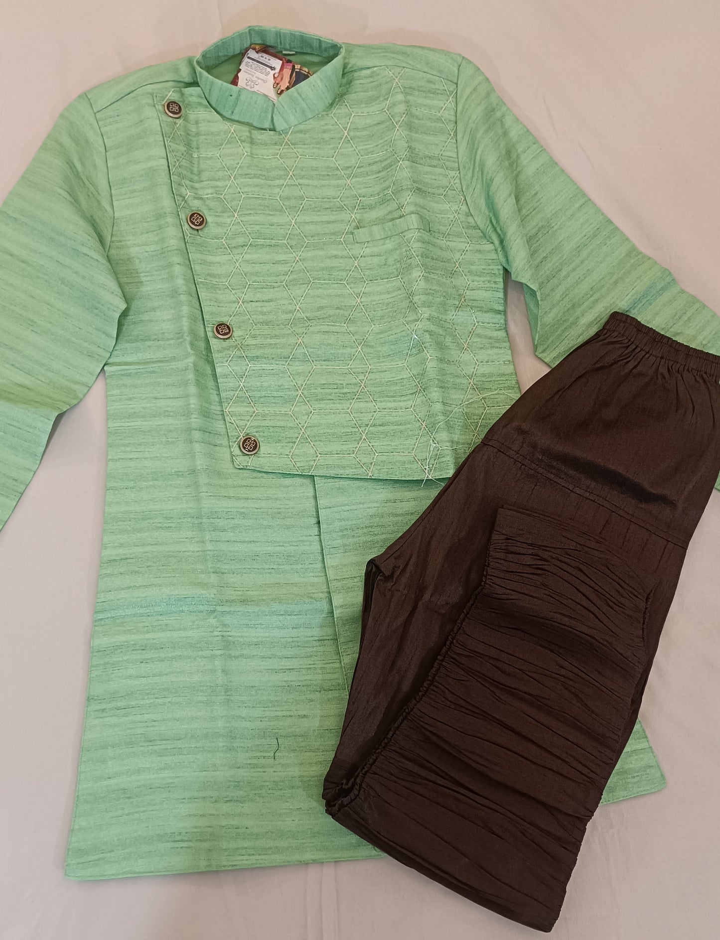 Beautiful Sea Green Color Designer Silk Kurta With Pajama Set Near Me