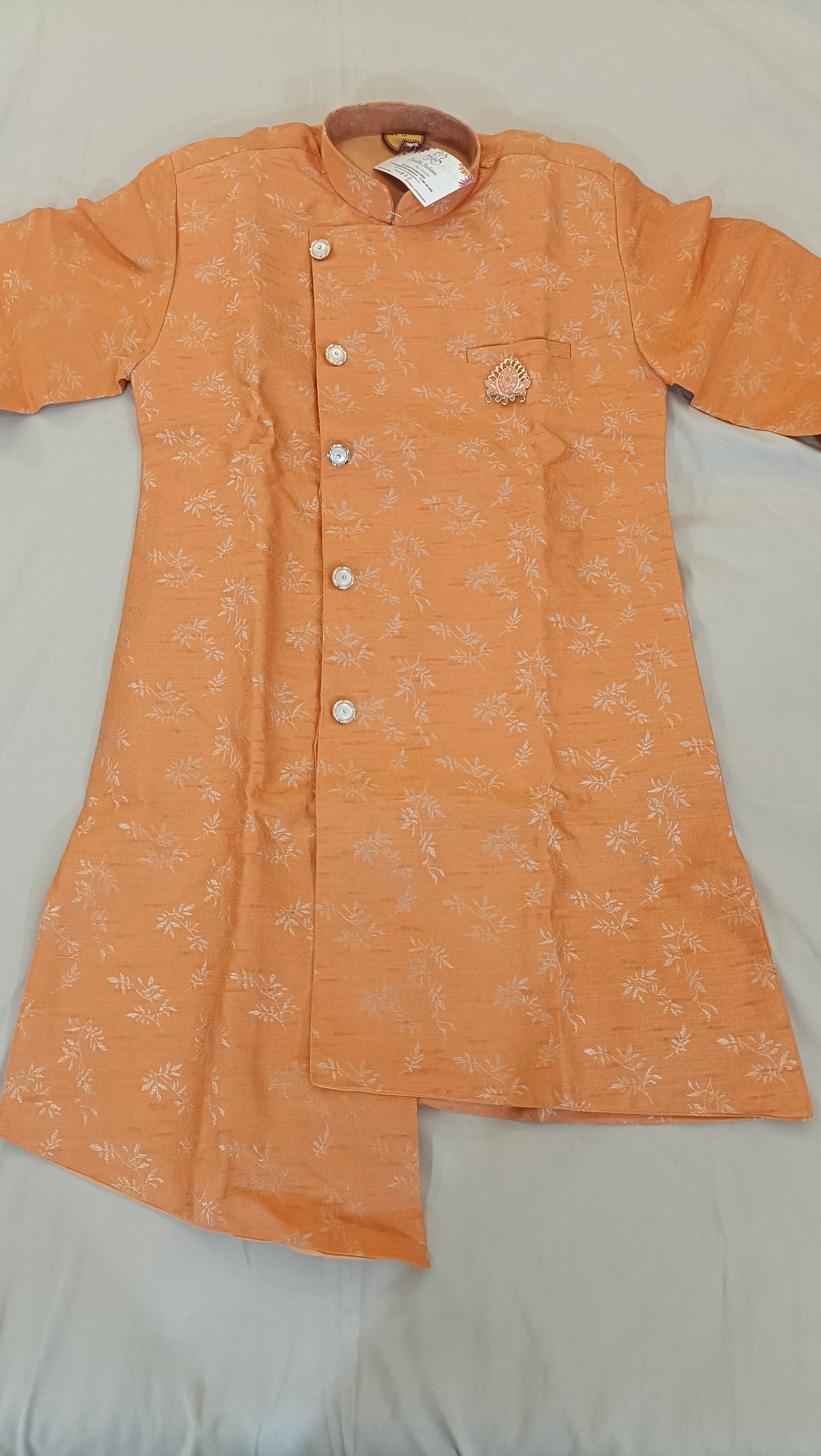 Gorgeous Orange Color Designer Silk Kurta With Pajama Set In USA