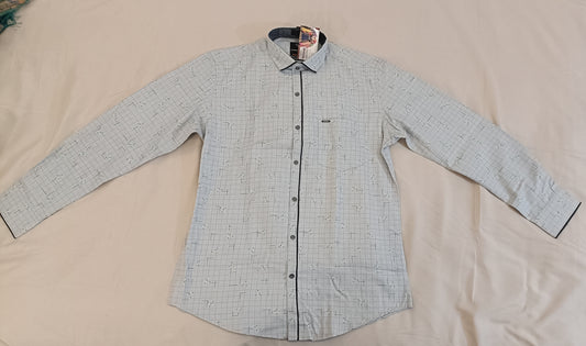 Grey Color Check Shirt With Full Sleeves