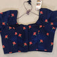 Pleasing Navy Blue Color Ready To Wear Designer Blouse With Embroidery Work