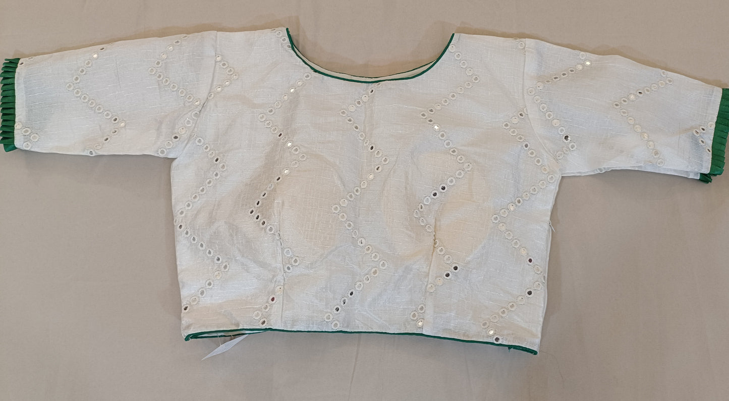 Pleasing White Color Ready To Wear Designer Blouse With Sequins Work