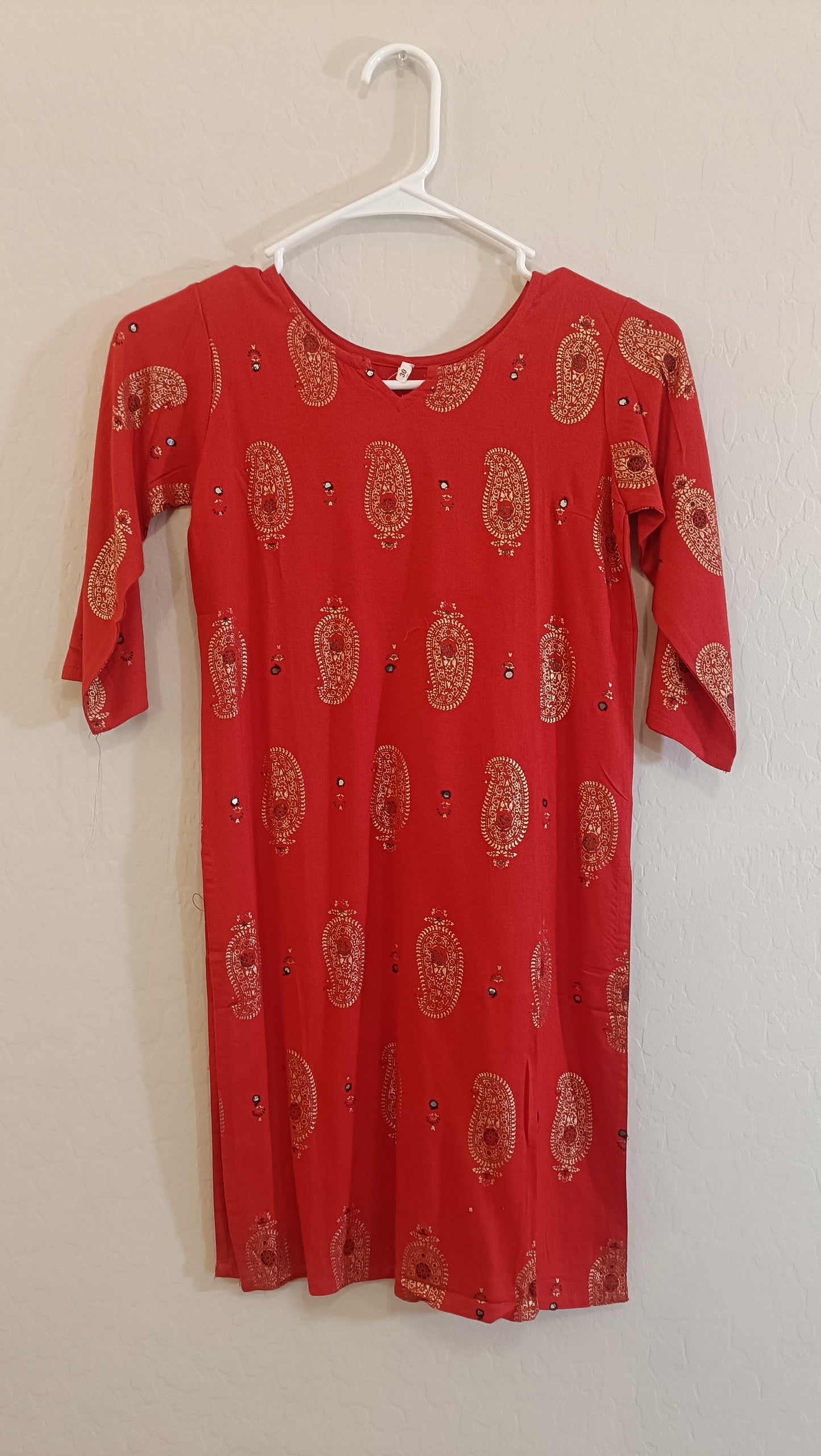 Appealing Red Color kurti for girls with gold detailing 