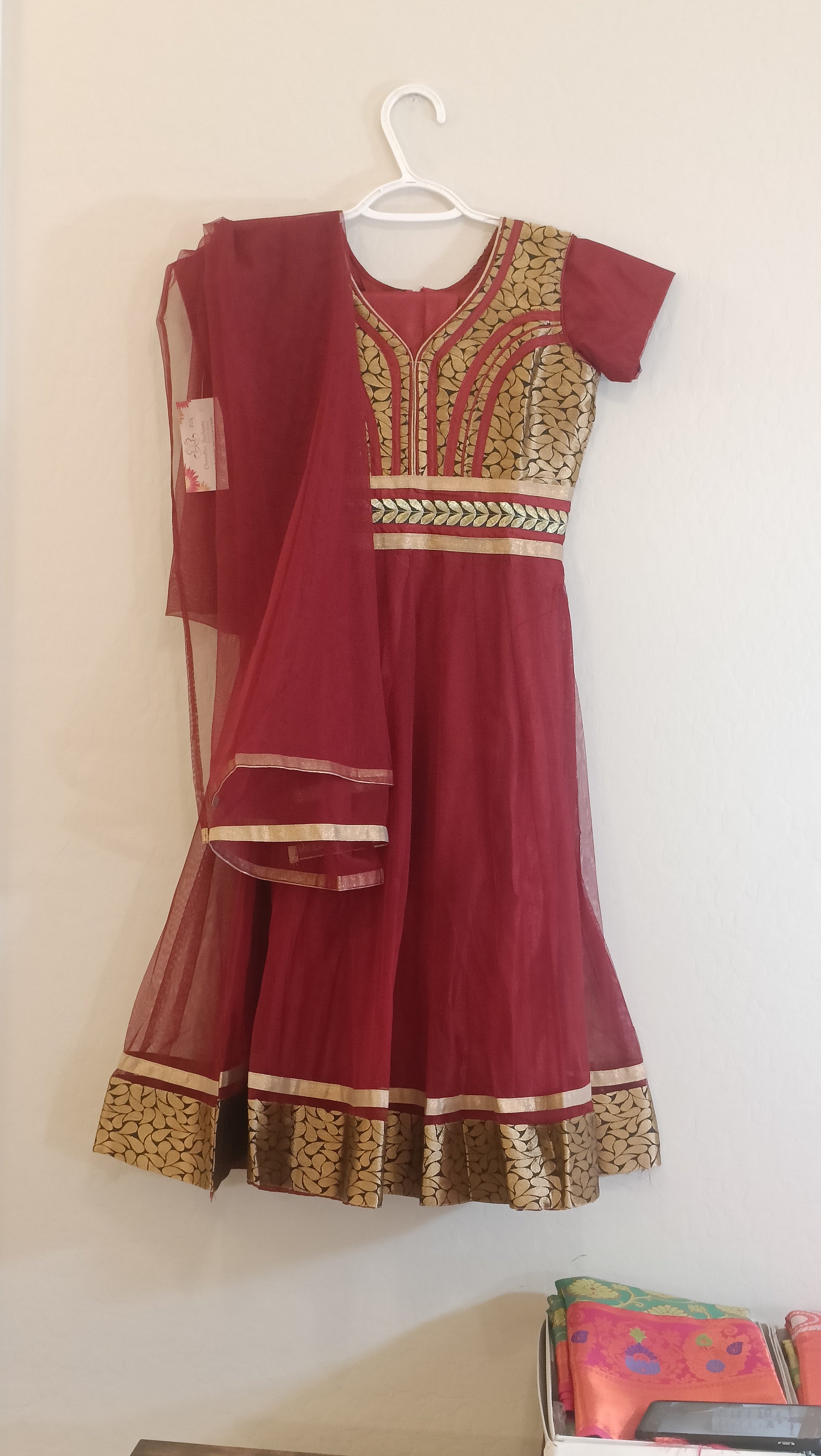 Pleasing Maroon Color Kurti With Embroidery Work For Girls