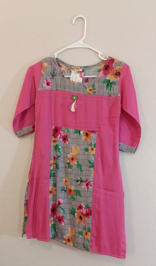 Gorgeous Pink Color Short Kurti For Girls