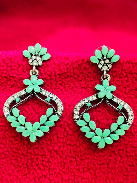 Charming Oxidized Light Green Emerald Earrings For Women