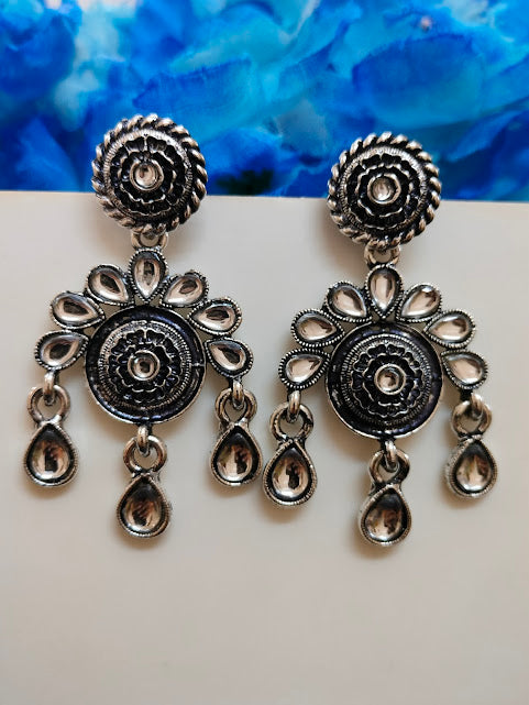 Attractive White Color Oxidized Earrings For Women