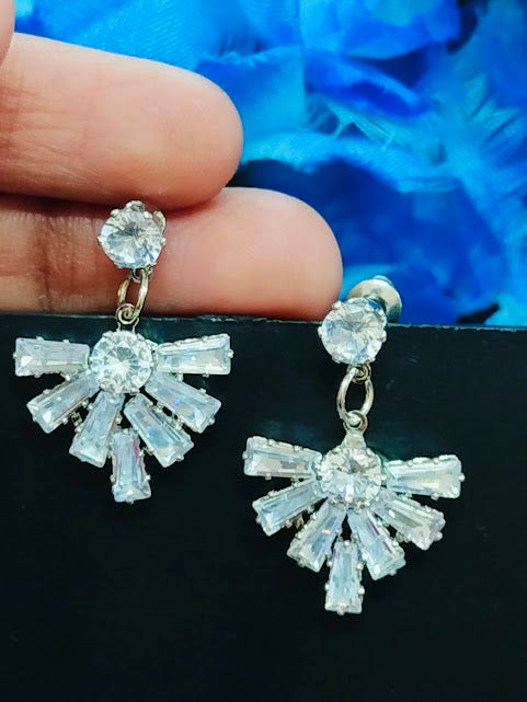 Stunning White Color American Diamond Earrings