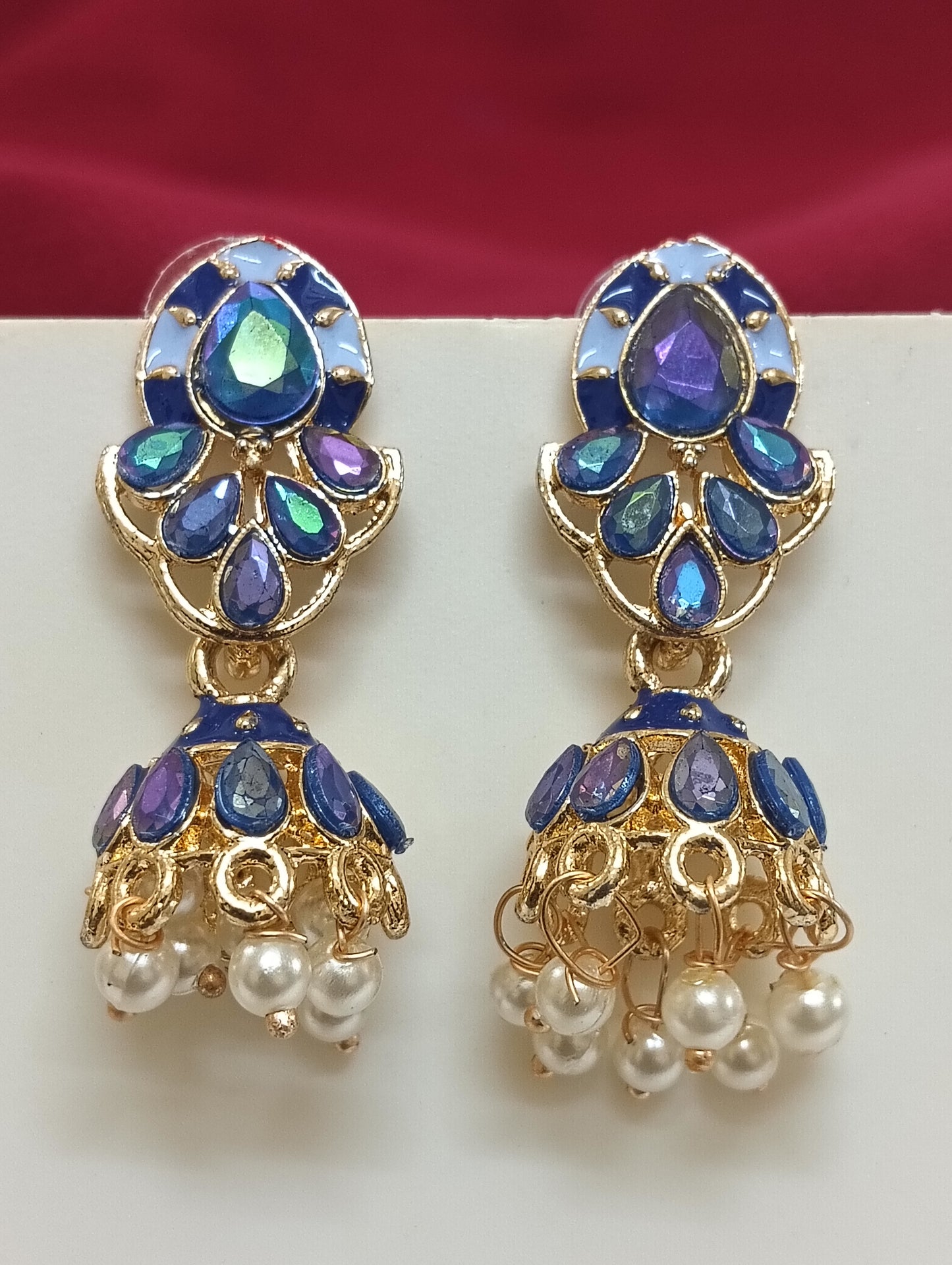 Beautiful Antique Gold Stone Worked Earrings For Women Near Me