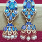 Beautiful Antique Gold Stone Worked Earrings For Women